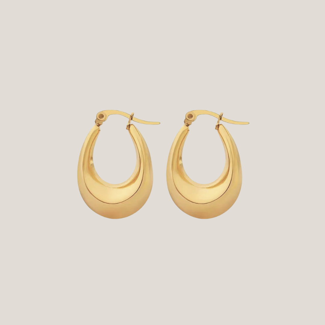 Chevron Padlock Hoop Earring in Gold