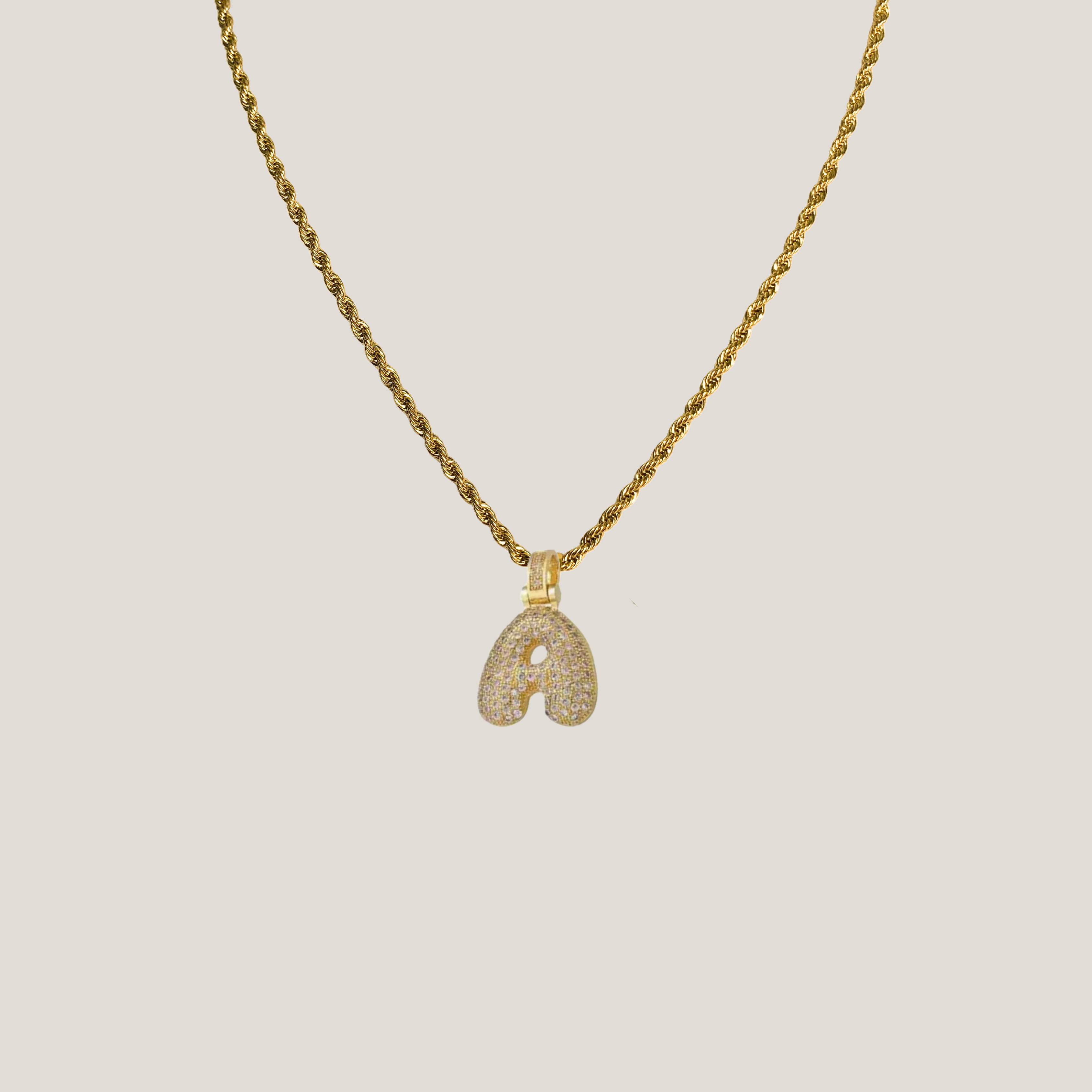(CUSTOM ORDER) Bling Bubble Initial Pendant - Chain