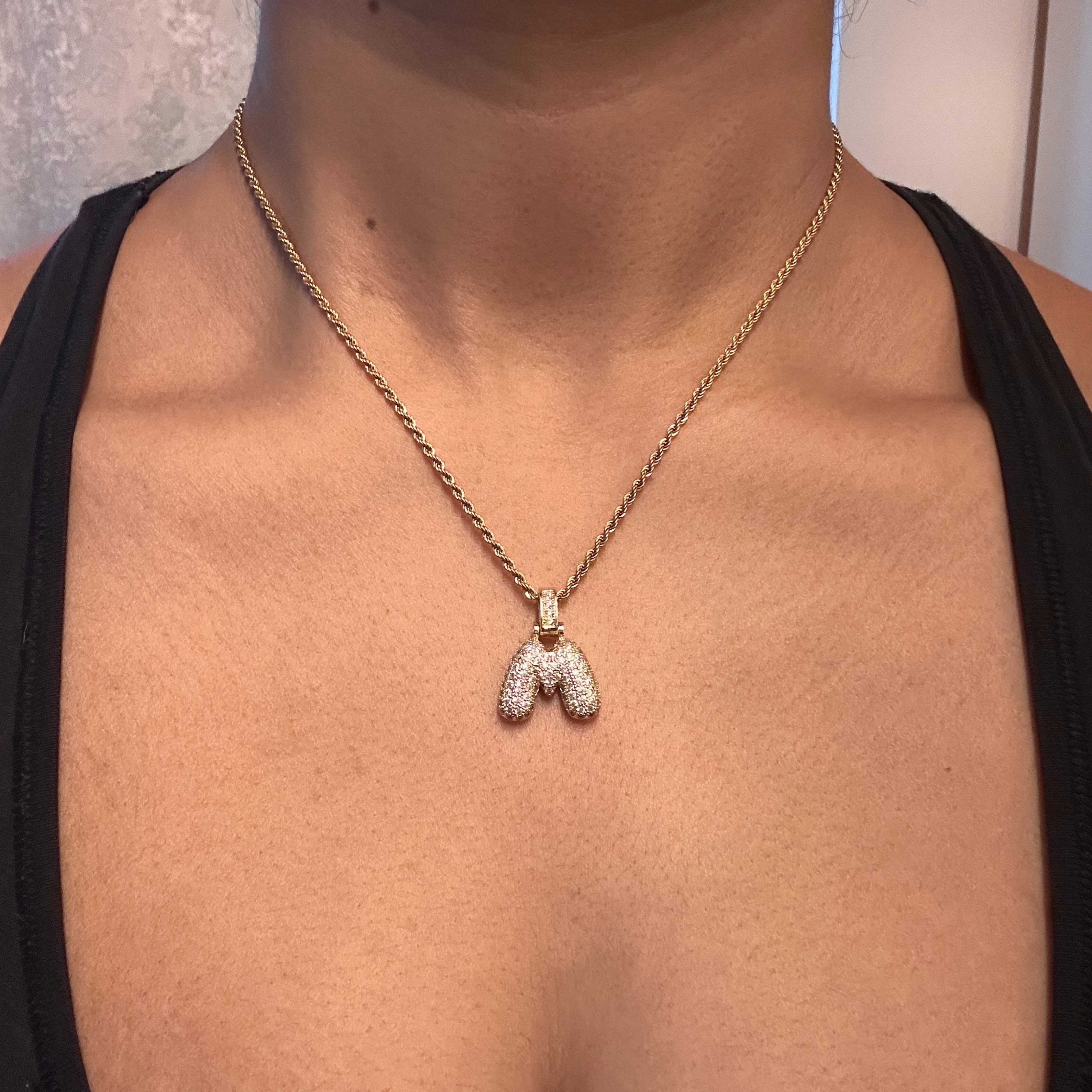 (CUSTOM ORDER) Bling Bubble Initial Pendant - Chain