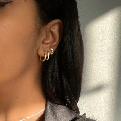 Gold dainty hoops. women's gold hugging hoops. gold braided hoops. toggle chain. Street Style Jewelry. Affordable Jewelry. Stainless Steel Jewelry. Sterling Silver Jewelry. Gold Plated Jewelry. Rose Gold Plated Jewelry. Cubic Zirconia Jewelry. High Quality Jewelry. Canadian Small Business. Dainty Jewelry. Tennis Chain. Men's Jewelry. Rope Chain. Herringbone Jewelry. Signet Ring. Baguette Ring. Women's Jewelry. 