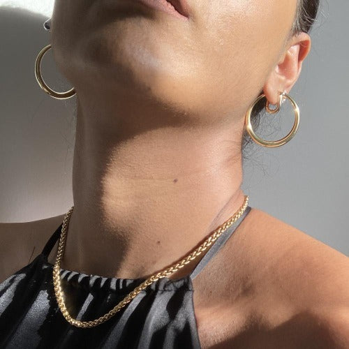 gold Chunky hoops. large gold hoops. hailey bieber style hoops. Street Style Jewelry. Affordable Jewelry. Stainless Steel Jewelry. Sterling Silver Jewelry. Gold Plated Jewelry. Rose Gold Plated Jewelry. Cubic Zirconia Jewelry. High Quality Jewelry. Canadian Small Business. Dainty Jewelry. Tennis Chain. Men's Jewelry. Rope Chain. Herringbone Jewelry. Signet Ring. Baguette Ring. Women's Jewelry. 